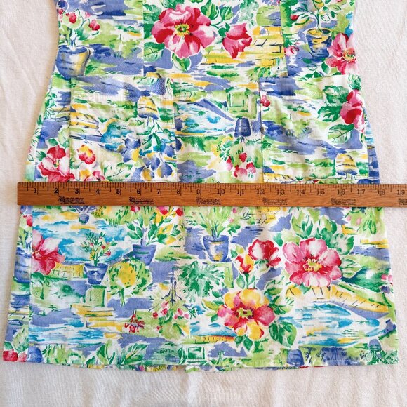 Vintage 90s Jonathan Martin Floral Short Sleeve Cotton Mini Dress Size 7 Small - Picture 10 of 12